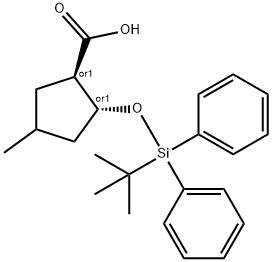 rel-(1R,2R)-2-[[(1,1-Dimethylethyl)diphenylsilyl]oxy]-4-methylcyclopentanecarboxylic acid Struktur