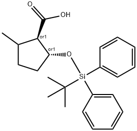 rel-(1R,2R)-2-[[(1,1-Dimethylethyl)diphenylsilyl]oxy]-5-methylcyclopentanecarboxylic acid 化学構造式