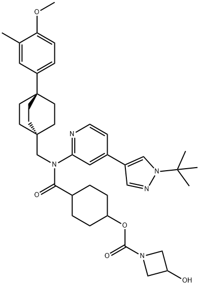 trans-4-[[[4-[1-(1,1-Dimethylethyl)-1H-pyrazol-4-yl]-2-pyridinyl][[4-(4-methoxy-3-methylphenyl)bicyclo[2.2.2]oct-1-yl]methyl]amino]carbonyl]cyclohexyl 3-hydroxy-1-azetidinecarboxylate Structure