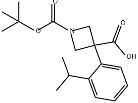 1,3-Azetidinedicarboxylic acid, 3-[2-(1-methylethyl)phenyl]-, 1-(1,1-dimethylethyl) ester 化学構造式