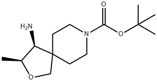 2-Oxa-8-azaspiro[4.5]decane-8-carboxylic acid, 4-amino-3-methyl-, 1,1-dimethylethyl ester, (3S,4S)- 化学構造式