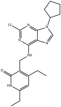 2(1H)-Pyridinone, 3-[[(2-chloro-9-cyclopentyl-9H-purin-6-yl)amino]methyl]-4,6-diethyl- Structure