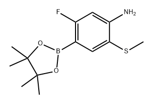 5-氟-2-(甲硫基)-4-(4,4,5,5-四甲基-1,3,2-二氧硼杂环戊烷-2-基)苯胺, 2415255-60-4, 结构式