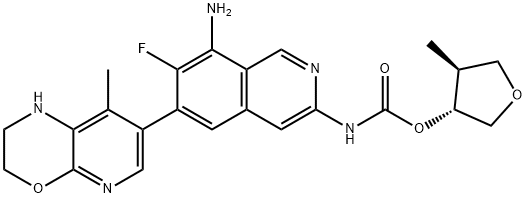 (3R,4S)-Tetrahydro-4-methyl-3-furanyl N-[8-amino-6-(2,3-dihydro-8-methyl-1H-pyrido[2,3-b][1,4]oxazin-7-yl)-7-fluoro-3-isoquinolinyl]carbamate 结构式