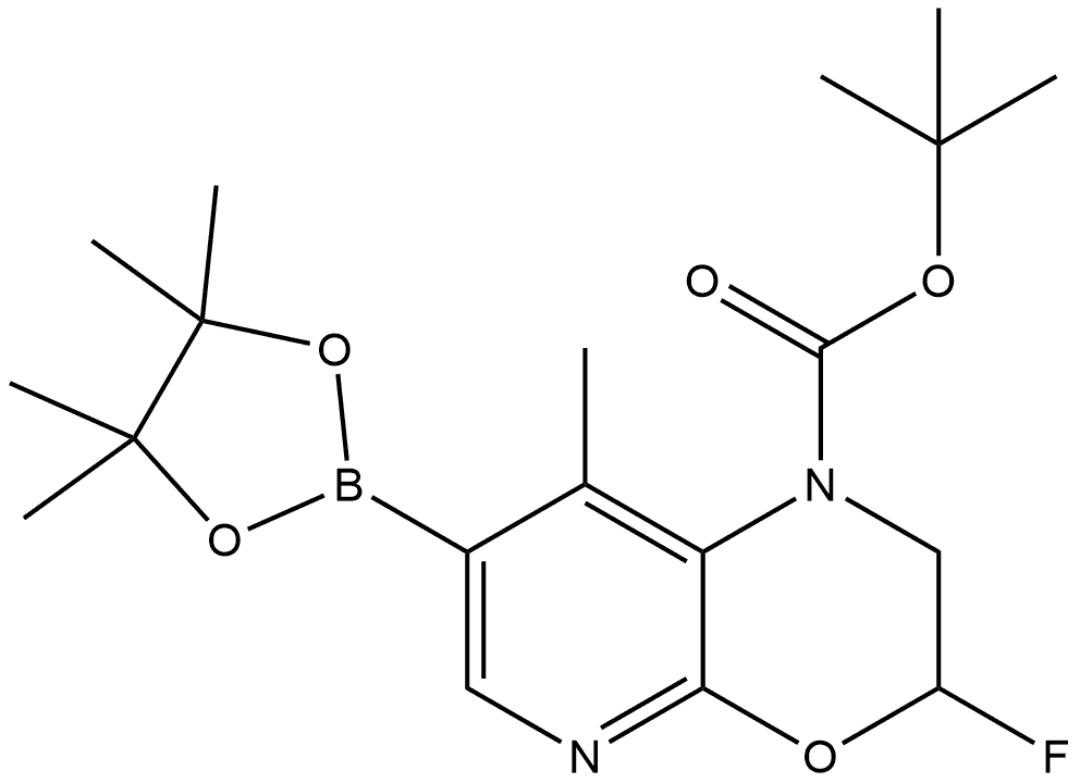 tert-butyl 3-fluoro-8-methyl-7-(4,4,5,5-tetramethyl-1,3,2-dioxaborolan-2-yl)-2,3-dihydropyrido[2,3-b][1,4]oxazine-1-carboxylate 结构式