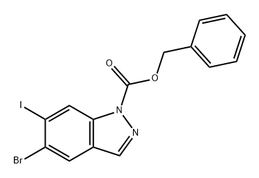 5-溴-6-碘-1H-吲唑-1-羧酸苄酯 结构式