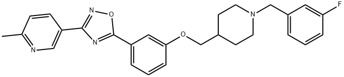 Pyridine, 5-[5-[3-[[1-[(3-fluorophenyl)methyl]-4-piperidinyl]methoxy]phenyl]-1,2,4-oxadiazol-3-yl]-2-methyl- Struktur
