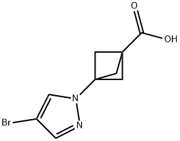 Bicyclo[1.1.1]pentane-1-carboxylic acid, 3-(4-bromo-1H-pyrazol-1-yl)- Struktur