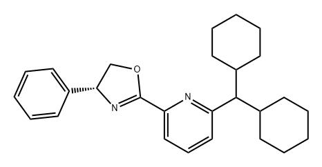 Pyridine, 2-(dicyclohexylmethyl)-6-[(4R)-4,5-dihydro-4-phenyl-2-oxazolyl]- Struktur