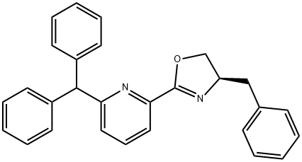 Pyridine, 2-[(4R)-4,5-dihydro-4-(phenylmethyl)-2-oxazolyl]-6-(diphenylmethyl)- Structure