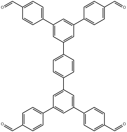 5',5'''-双(4-甲酰基苯基)-[1,1':3',1'':4'',1'':3''',1''''-五联苯]-4,4''''-二甲醛 结构式