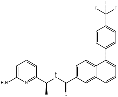 2-Naphthalenecarboxamide, N-[(1S)-1-(6-amino-2-pyridinyl)ethyl]-5-[4-(trifluoromethyl)phenyl]-, 2417718-63-7, 结构式