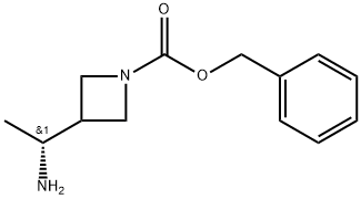1-Azetidinecarboxylic acid, 3-[(1R)-1-aminoethyl]-, phenylmethyl ester 化学構造式