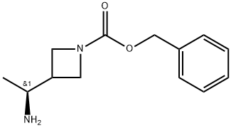 1-Azetidinecarboxylic acid, 3-[(1S)-1-aminoethyl]-, phenylmethyl ester 化学構造式
