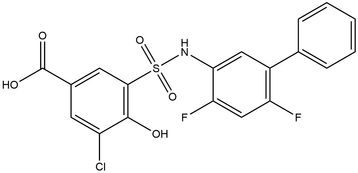 3-Chloro-5-[[(4,6-difluoro[1,1′-biphenyl]-3-yl)amino]sulfonyl]-4-hydroxybenzoic acid,2418016-13-2,结构式