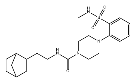 N-(2-(双环[2.2.1]庚烷-2-基)乙基)-4-(2-(N-甲基氨基磺酰基)苯基)哌嗪-1-甲酰胺, 2419378-00-8, 结构式