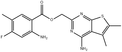 Benzoic acid, 2-amino-4-fluoro-5-methyl-, (4-amino-5,6-dimethylthieno[2,3-d]pyrimidin-2-yl)methyl ester Structure