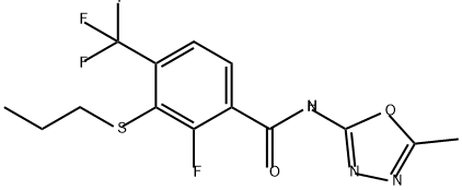 Benzamide, 2-fluoro-N-(5-methyl-1,3,4-oxadiazol-2-yl)-3-(propylthio)-4-(trifluoromethyl)- 结构式