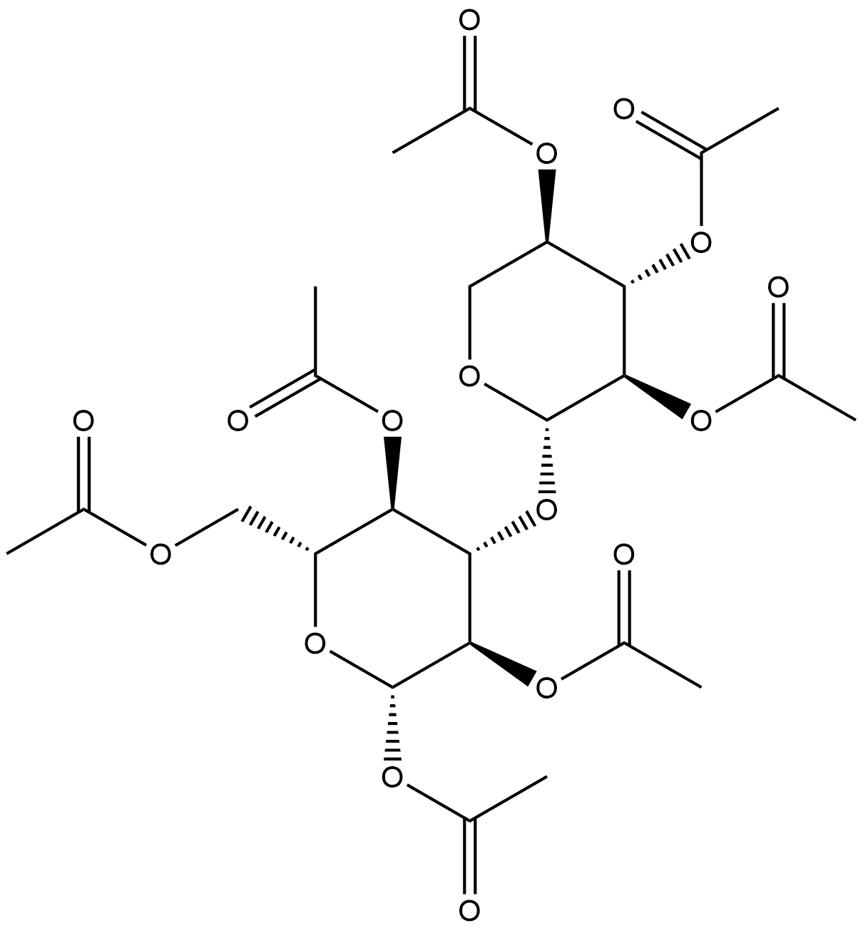 1,2,4,6-Tetra-O-acetyl-3-O-(2,3,4-tri-O-acetyl-β-D-xylopyranosyl)-β-D-glucopyranose Structure