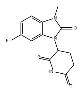 2,6-Piperidinedione, 3-(6-bromo-2,3-dihydro-3-methyl-2-oxo-1H-benzimidazol-1-yl)- 化学構造式