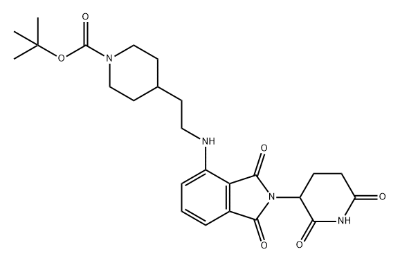 1-Piperidinecarboxylic acid, 4-[2-[[2-(2,6-dioxo-3-piperidinyl)-2,3-dihydro-1,3-dioxo-1H-isoindol-4-yl]amino]ethyl]-, 1,1-dimethylethyl ester Structure