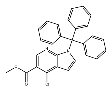 1H-Pyrrolo[2,3-b]pyridine-5-carboxylic acid, 4-chloro-1-(triphenylmethyl)-, methyl ester 化学構造式