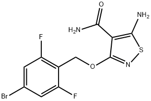 4-Isothiazolecarboxamide, 5-amino-3-[(4-bromo-2,6-difluorophenyl)methoxy]- Structure