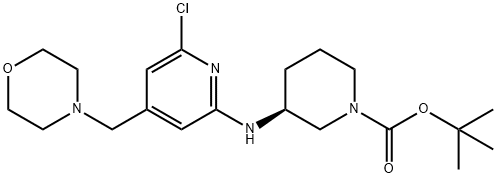 1-Piperidinecarboxylic acid, 3-[[6-chloro-4-(4-morpholinylmethyl)-2-pyridinyl]amino]-, 1,1-dimethylethyl ester, (3S)- Struktur