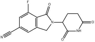 2-(2,6-Dioxo-3-piperidinyl)-7-fluoro-2,3-dihydro-1-oxo-1H-isoindole-5-carbonitrile Struktur