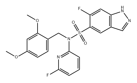 N-(2,4-二甲氧基苄基)-6-氟-N-(6-氟吡啶-2-基)-1H-吲唑-5-磺酰胺,2438941-76-3,结构式