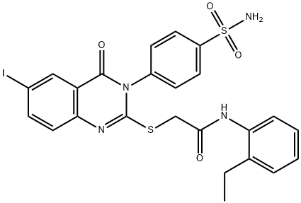 2-[[3-[4-(Aminosulfonyl)phenyl]-3,4-dihydro-6-iodo-4-oxo-2-quinazolinyl]thio]-N-(2-ethylphenyl)acetamide,2439165-37-2,结构式