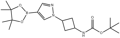 叔丁基(3-(4-(4,4,5,5-四甲基-1,3,2-二氧苯甲醛-2-基)-1H-吡唑-1-基)环丁基)氨基甲酸酯,2439223-60-4,结构式