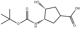 (3S,4R)-3-[[(1,1-Dimethylethoxy)carbonyl]amino]-4-hydroxycyclopentanecarboxylic acid Struktur