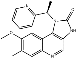 2H-?Imidazo[4,?5-?c]?quinolin-?2-?one, 1,?3-?dihydro-?7-?iodo-?8-?methoxy-?1-?[(1R)?-?1-?(2-?pyridinyl)?ethyl]?- 化学構造式