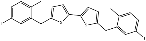 2,2'-Bithiophene, 5,5'-bis[(5-iodo-2-methylphenyl)methyl]- 化学構造式