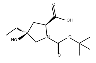 1,2-Pyrrolidinedicarboxylic acid, 4-ethyl-4-hydroxy-, 1-(1,1-dimethylethyl) ester, (2S,4S)- Structure