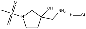 3-Pyrrolidinol, 3-(aminomethyl)-1-(methylsulfonyl)-, hydrochloride (1:1) Struktur