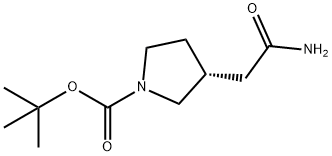 1-Pyrrolidinecarboxylic acid, 3-(2-amino-2-oxoethyl)-, 1,1-dimethylethyl ester, (3R)- 化学構造式