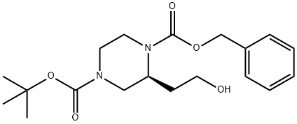 1,4-Piperazinedicarboxylic acid, 2-(2-hydroxyethyl)-, 4-(1,1-dimethylethyl) 1-(phenylmethyl) ester, (2S)- Structure