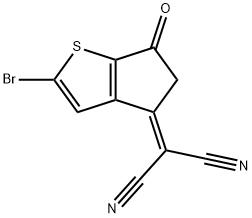 2-(2-bromo-4-oxo-4H-cyclopenta[b]thiophen-6(5H)-ylidene)malononitrile 化学構造式