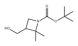 1-Azetidinecarboxylic acid, 3-(hydroxymethyl)-2,2-dimethyl-, 1,1-dimethylethyl ester 化学構造式