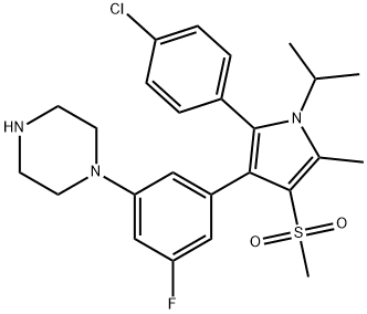 Piperazine, 1-[3-[2-(4-chlorophenyl)-5-methyl-1-(1-methylethyl)-4-(methylsulfonyl)-1H-pyrrol-3-yl]-5-fluorophenyl]- Struktur