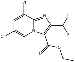 Ethyl 6,8-dichloro-2-(difluoromethyl)imidazo[1,2-a]pyridine-3-carboxylate 化学構造式