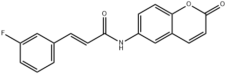 2-Propenamide, 3-(3-fluorophenyl)-N-(2-oxo-2H-1-benzopyran-6-yl)-, (2E)- Structure