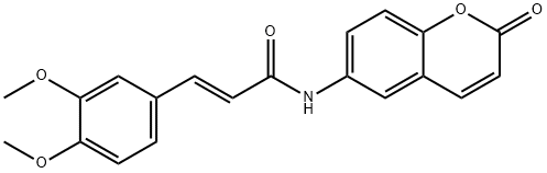 2-Propenamide, 3-(3,4-dimethoxyphenyl)-N-(2-oxo-2H-1-benzopyran-6-yl)-, (2E)- Structure