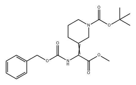 1-Piperidinecarboxylic acid, 3-[2-methoxy-2-oxo-1-[[(phenylmethoxy)carbonyl]amino]ethylidene]-, 1,1-dimethylethyl ester Struktur