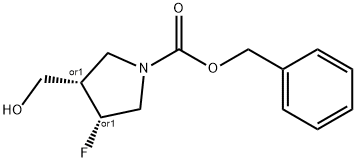 benzyl cis-3-fluoro-4-(hydroxymethyl)pyrrolidine-1-carboxylate 化学構造式