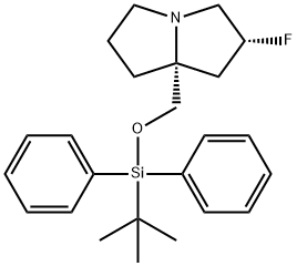 1H-Pyrrolizine, 7a-[[[(1,1-dimethylethyl)diphenylsilyl]oxy]methyl]-2-fluorohexahydro-, (2R,7aR)- Structure