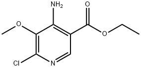 3-Pyridinecarboxylic acid, 4-amino-6-chloro-5-methoxy-, ethyl ester 化学構造式