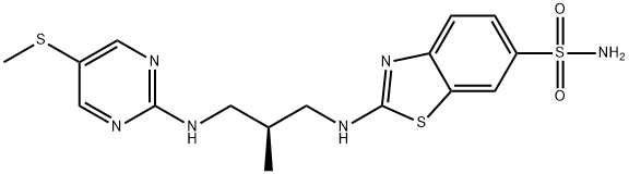 6-Benzothiazolesulfonamide, 2-[[(2S)-2-methyl-3-[[5-(methylthio)-2-pyrimidinyl]amino]propyl]amino]- Structure